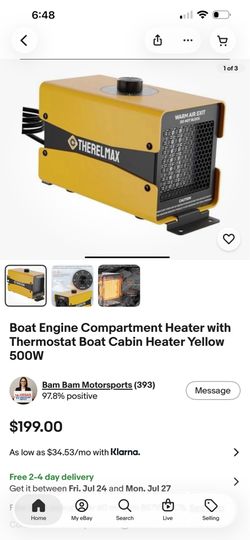 Boat engine compartment heater with thermostat 500 Wa