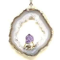 Geode Amethyst Sterling Necklace 