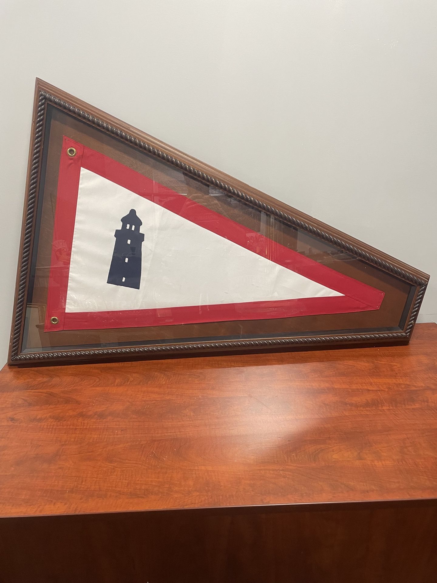 Wood Framed Shadow box International Signal Flag “U.S. Lighthouse Service”