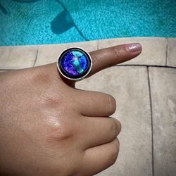 Blue Purple Dichroic Glass Galaxy Ring 