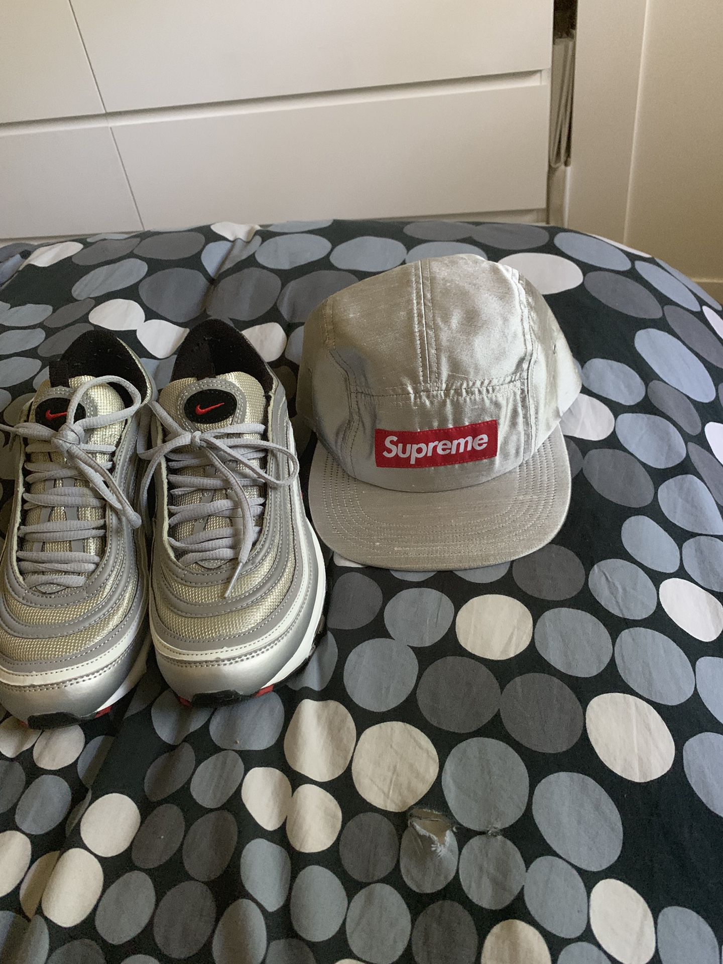 AirMax 97 silver bullets 8.5 with supreme silk camp