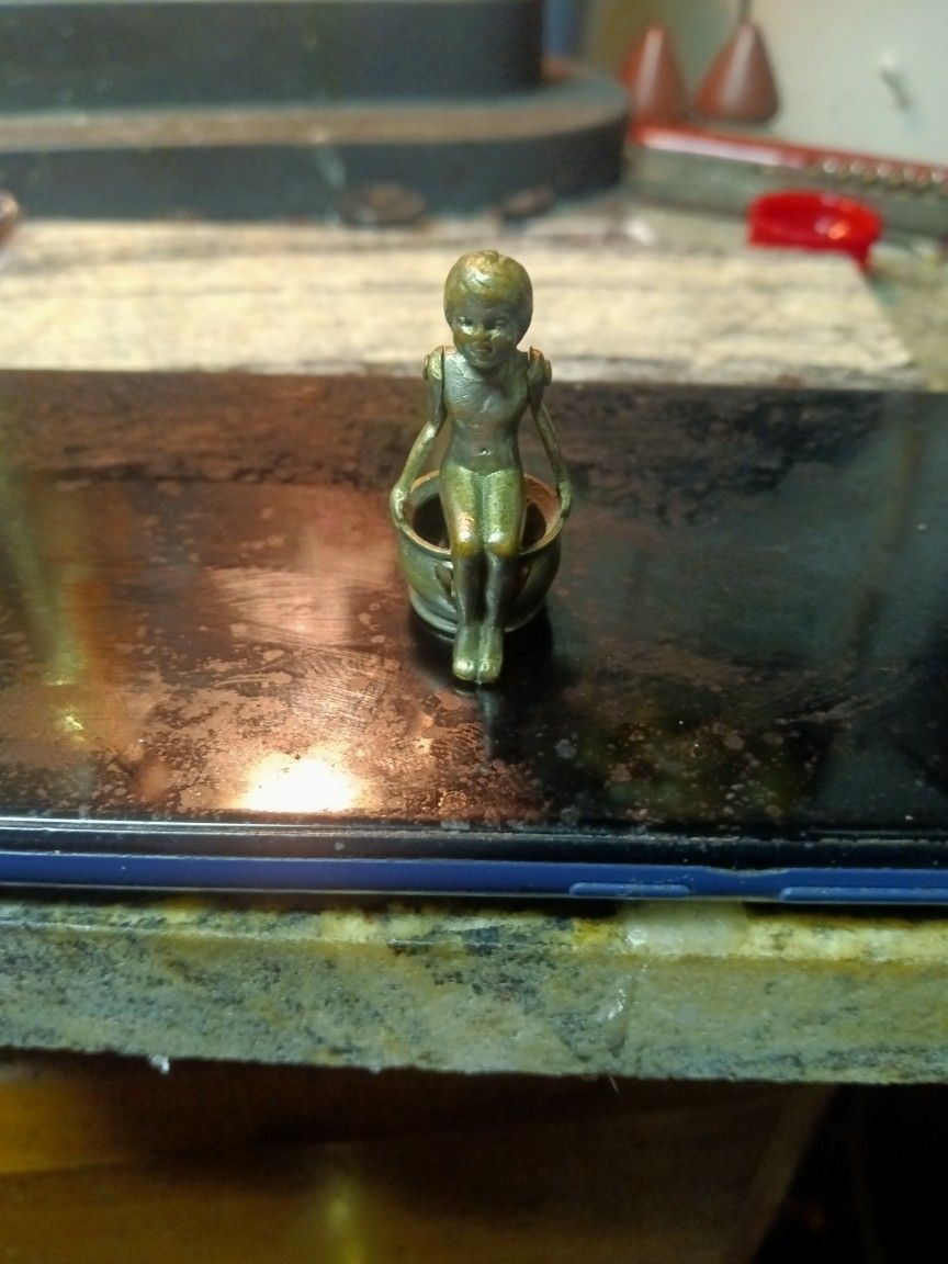 Early 1900s Brass Lady On The Pot Cigar Cutter Very Rare.