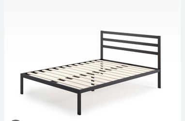 Metal queen bed frame with headboard