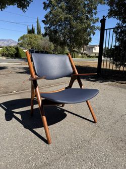 Mid Century Modern Style Hans Wegner Attributed Sawhorse Lounge Chair