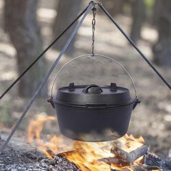 12 Quart Camping Dutch Oven, Pre-Seasoned Cast Iron Camp Dutch Oven Pot With Skillet Lid, for Use in the Oven, on the Stove, Grill, or over the Campfi