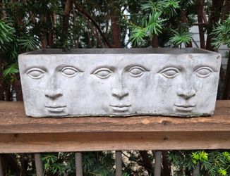 Concrete gray rectangular Planter Box with faces