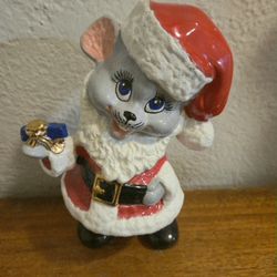 PENDING SALE Vintage Ceramic Christmas Mouse Figurine ADORABLE