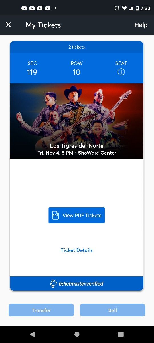 Today. 2 Tickets Los Tigres Del Norte