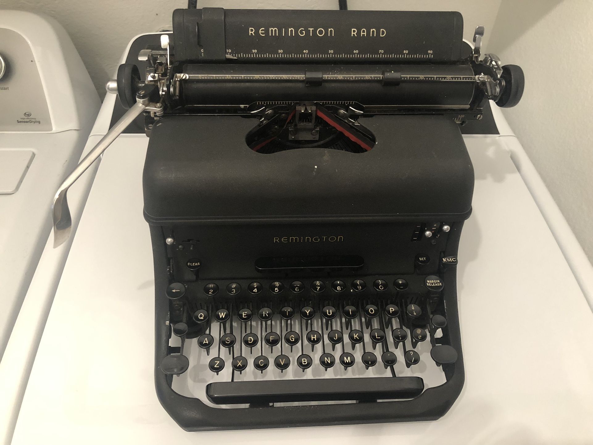 Antique Remington Rand typewriter With custom antique desk