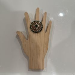 New | Pakistani Luxury Emerald Green/Gold Adjustable Ring