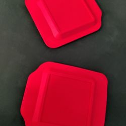 Pyrex Replacement Lid ONLY 222-PC Red Plastic Square Cover (2-Pack) for Pyrex 222 2-Qt Dish