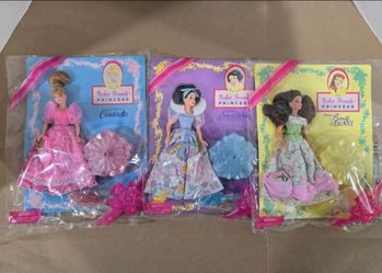 Vintage 1997 Mattel Pocket Friends PRINCESS CINDERELLA , BELLE & SNOW WHITE  LOT OF 3