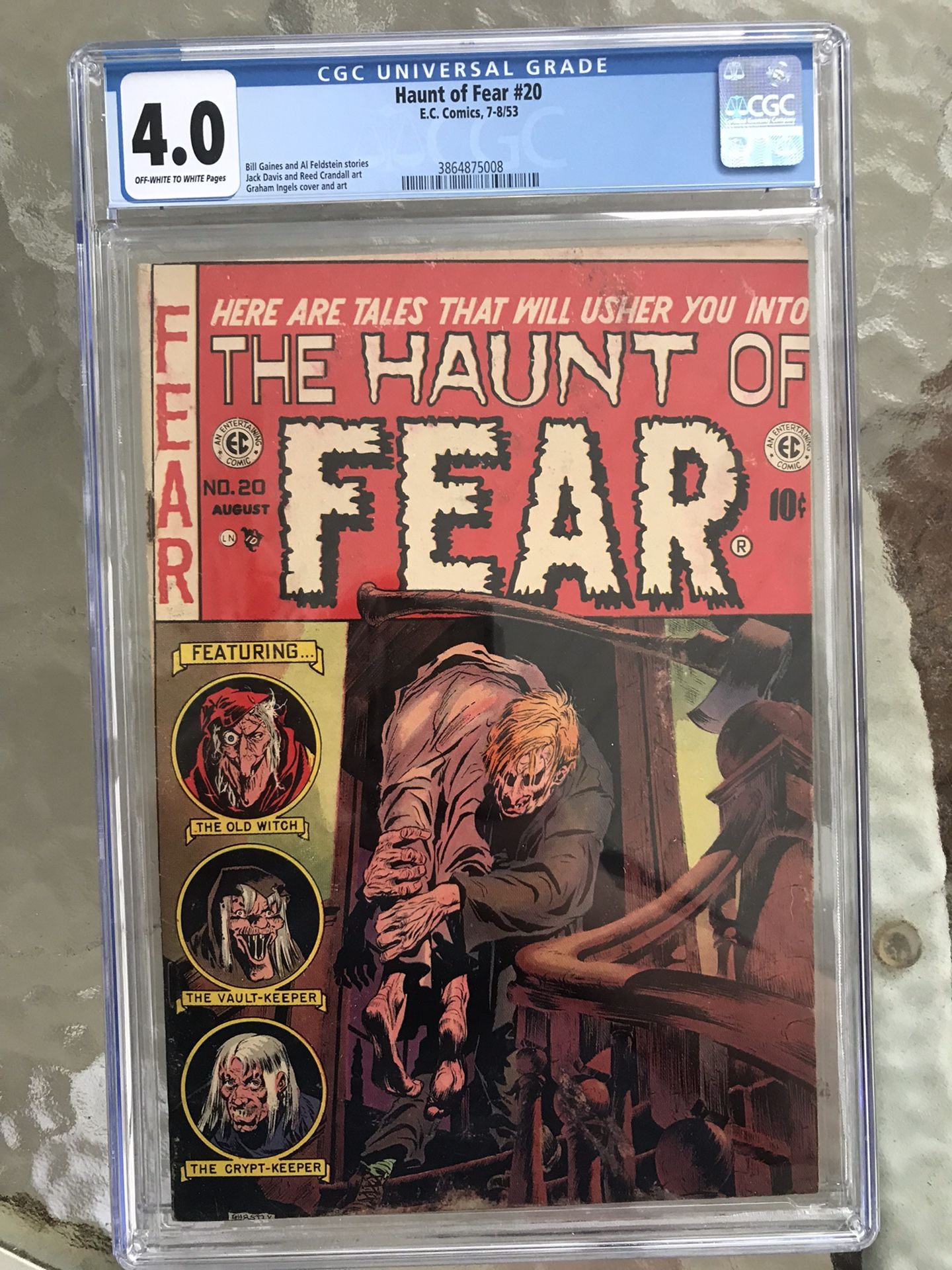Haunt of Fear #20 (1953) CGC 4.0 — O/w To White Pages; Graham Ingels Cover; Gaines