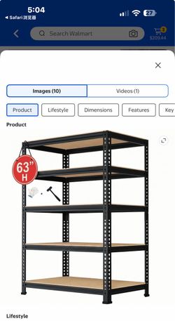 New in box 5-Tier Adjustable Storage Shelf Units for Garage Metal Shelf Rack for Basement Pantry Warehouse, 32W × 161D × 631H, 1400 los