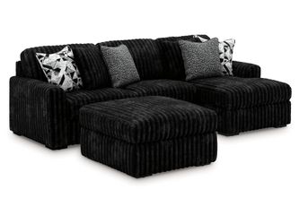 Midnight-Madness Onyx 2-Piece Sectional and Oversized Accent Ottoman