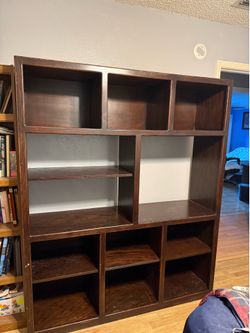 Solid Wood Dark Cherry Display Bookcase/ Room Divider