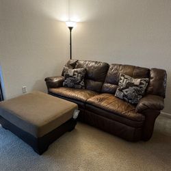 Leather Couch and Ottoman 