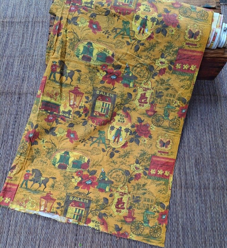Vintage Salem Historical Print Fabric - Rare Print - Best Offer
