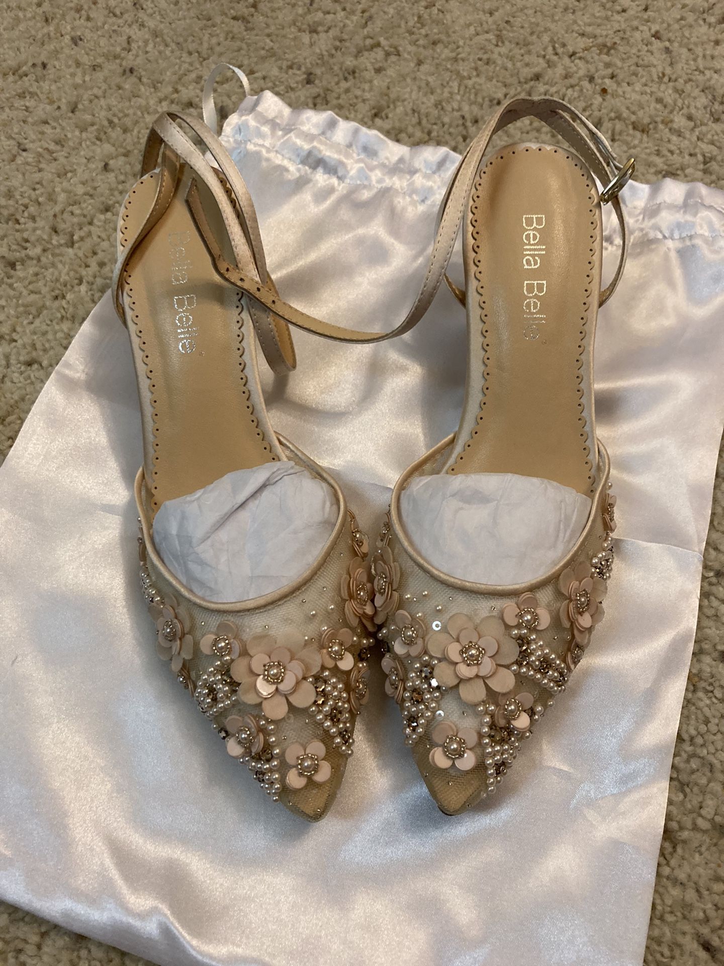 Bella Belle Rosa Blush Peral Pink Wedding Shoes Low Heel