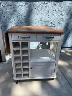 Rolling Kitchen Island Cart with Wine Rack