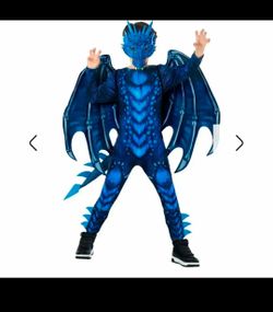 New Kids Dragon Jumpsuit Costume Blue (Large)10-12yrs old)