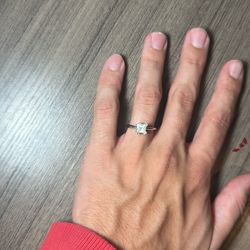 1.06 Ct Natural Princess Cut Diamond 14k White Gold Engagement Ring