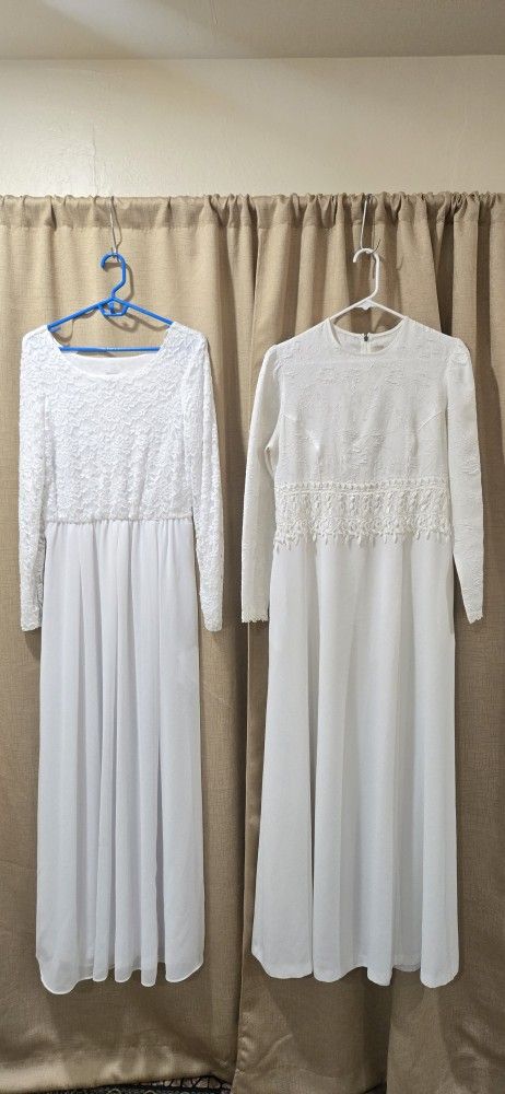 White Wedding Dresses Size Medium For Height 5'4" Or Up. Both For $20.