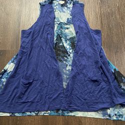 Womans Navy Blue Cárdigan Duster Size XL By LOGO #8
