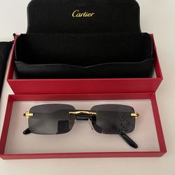 Cartier Glasses Gold Frame Black 