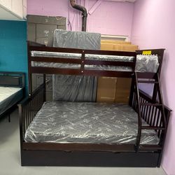 Bunk Bed Frame With 2 Mattress Memory Foam 7" 