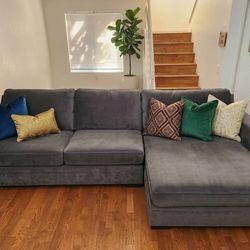 Oversized Living Spaces Gray Sectional – Like New, Deep & Super Comfy!