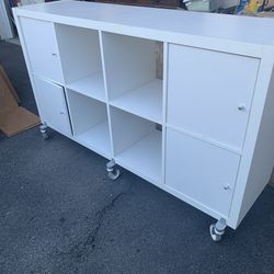 White Ikea Bookcase Cubby Shelf On Wheels 2x4