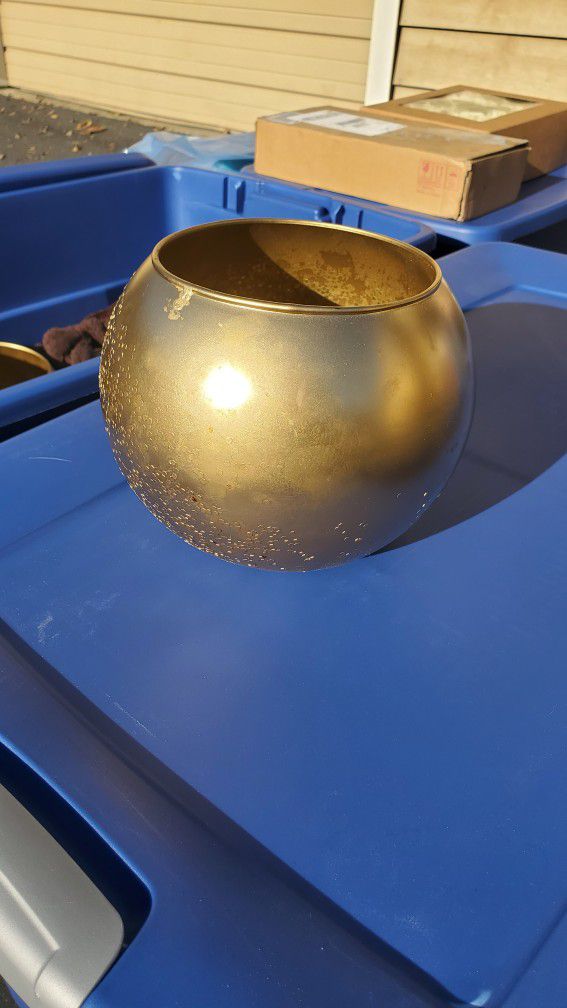 Gold Glass Textured Bowl Vases