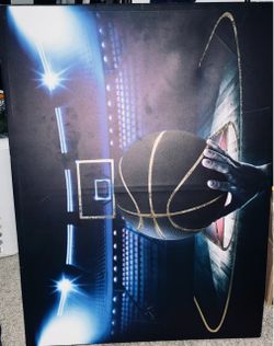 Basketball Canvas Wall Art with Gold Accents