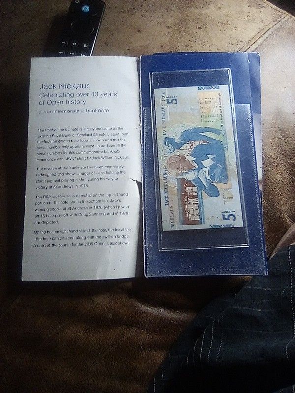 Jack Nicklaus 5 Pounds Uncirculated Note Not Signed The Royal Bank Of Scotland