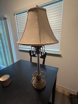 Tall Table Lamp with Crystal Drops