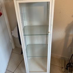 White Metal & Glass Display Cabinet