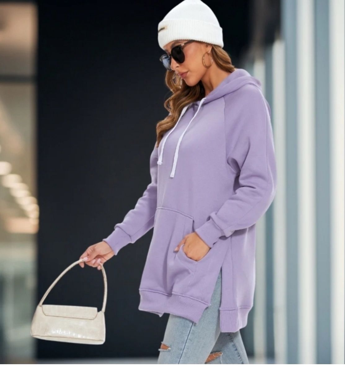 New In Bag! The Warmy Purple Oversized Hoodie Dress With Pocket Size Medium