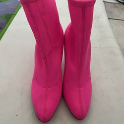  Giuseppe Zanotti hot pink booties sock boots Barbie pink heels calf high shoes