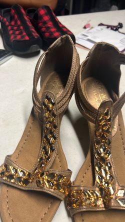 Gold Jeweled Flat Sandals