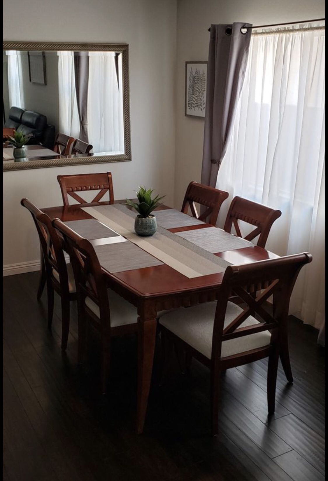 Dining Set - table, 6 chairs, China cabinet (solid wood)