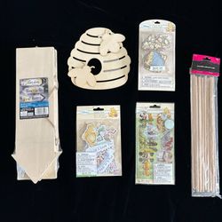 Craft Supplies Bundle Includes Wooden Bee Hive And Sticks All For $10