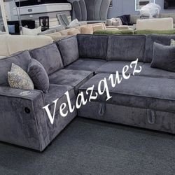 ✅️✅️3-Piece Convertible Sectional
Sleeper Sofa W/Cupholder, Sofa Storage, & USB Ports✅️✅️