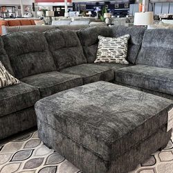 AP🎉 Gray L Shaped Sectional Couch With Chaise// Financing & Delivery Available 