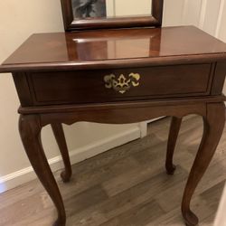 Vintage  Table  With Drawer  And Mirror 