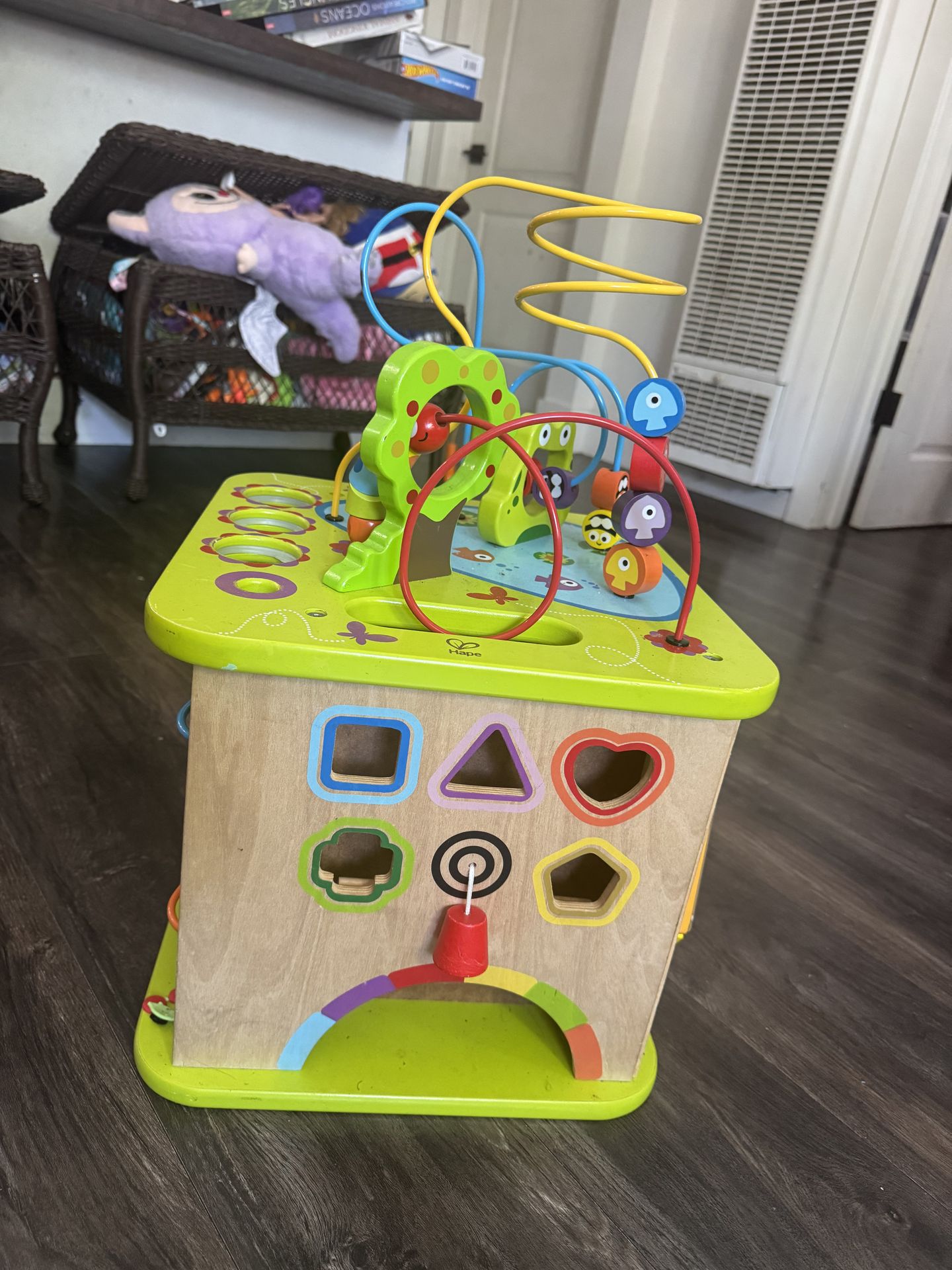 Wooden Learning Activity Cube for Toddlers | 5-Sided Fun with Animal Friends