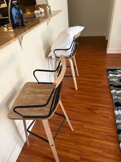 2 wooden Rotating Bar stools!