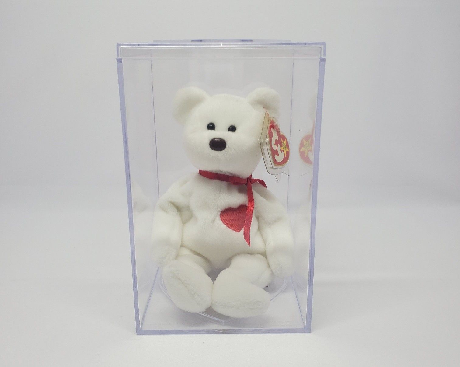 RETIRED Ty Beanie Baby White VALENTINO Bear 10 ERRORS MINT