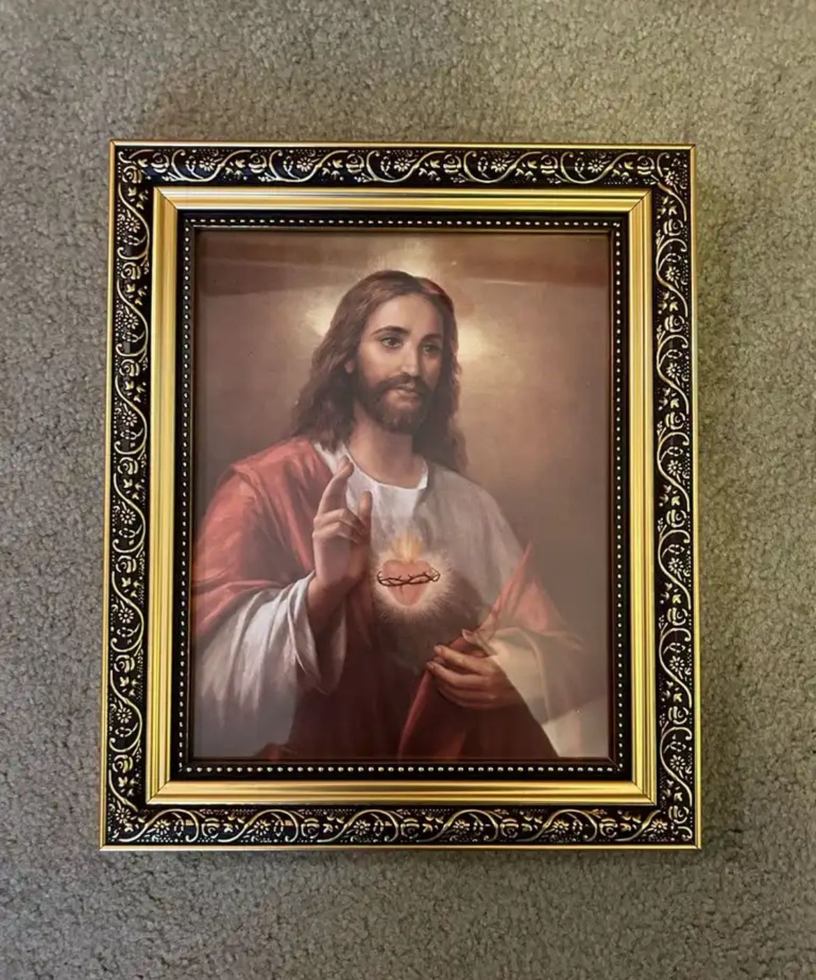 Sacred Heart of Jesus Ornate Gold-Tone Finish 11"x13" Framed Print