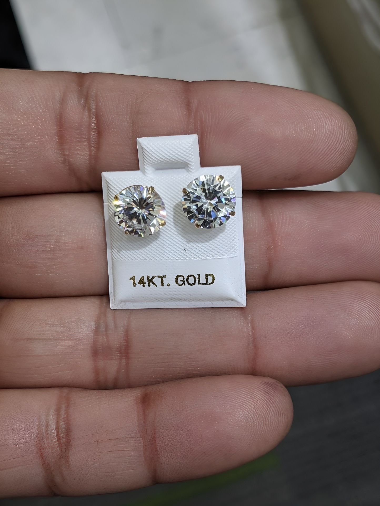 Highest Clarity VVS1 Moissanite Diamond Stud Iced Out Earrings 8mm – Solid 14K Gold, Luxury Shine, Brand New